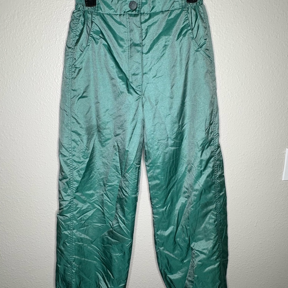 Vintage Passport Women’s 90s Nylon Track Pants – Teal Green – Size 10